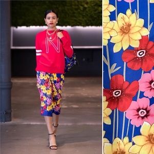 Negris Lebrum Woman’s Medium Colorful Floral Print Cropped Paddle Trousers